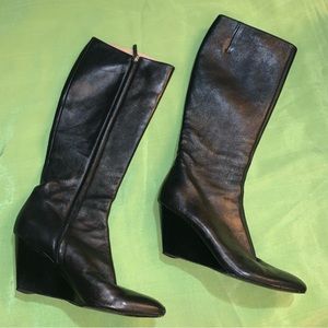 Giuseppe Zanotti Black Leather Wedge Boots Sz 40 (Fits Sz 9-9.5)